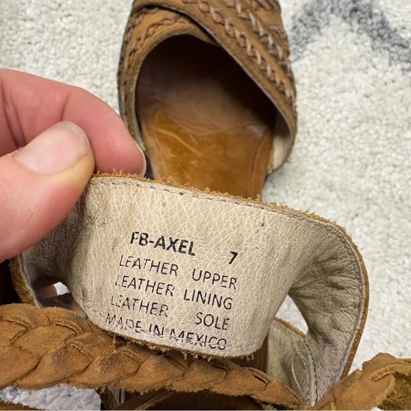 Freebird By Steven Axel Strap Heeled Braided Leather Sandals Chunk Heel Womens 7 - Picture 9 of 10